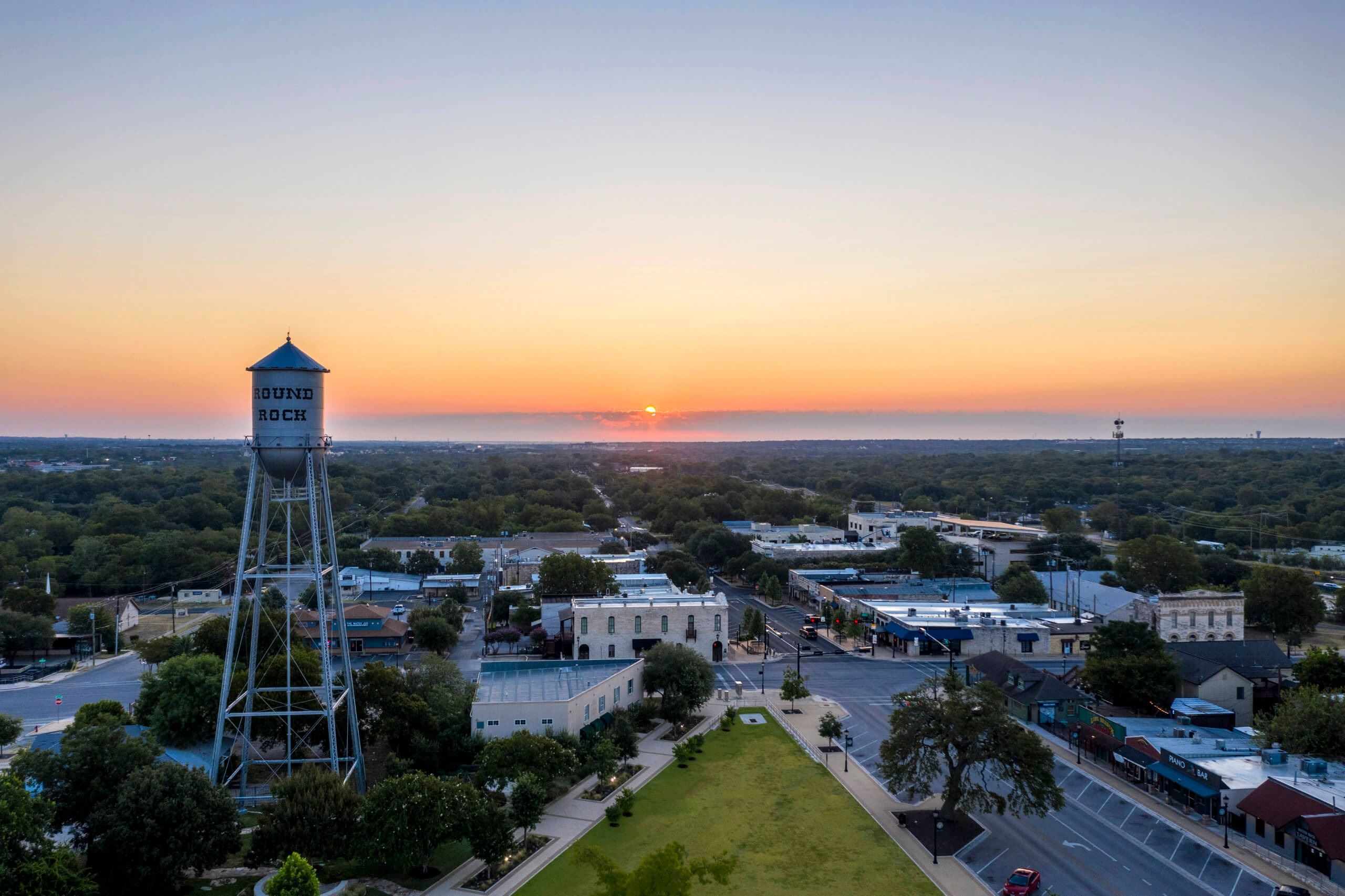 Round Rock, TX Water Tower at Sunset