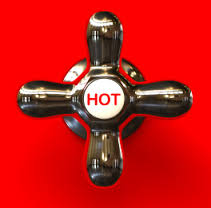 Hot tap shower handle